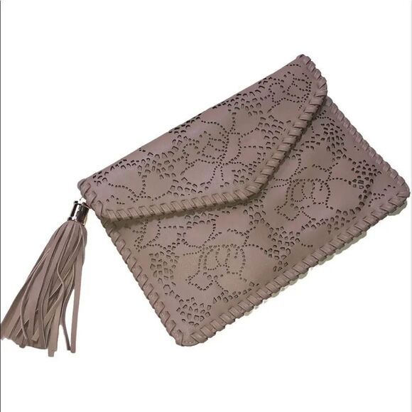 3AM Forever Tan Boho Floral Laser Cut Design Gold Chain Shoulder Bag - Picture 2 of 10